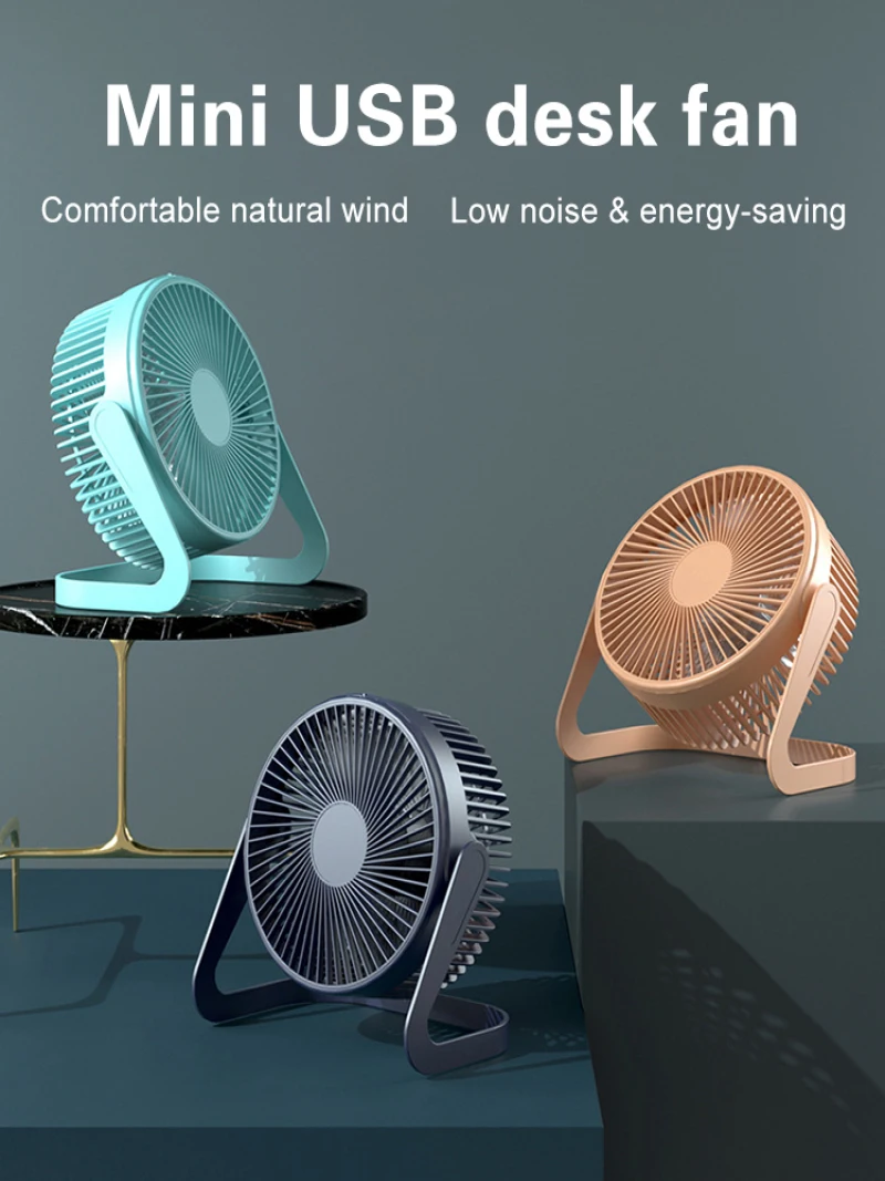 New portable small fan 5 inch usb mini office students dormitory desktop bed up and down adjustable wind power mute electric fan