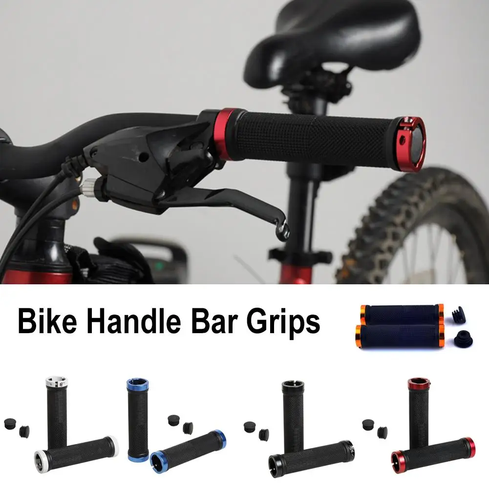 Silica Gel MTB Grips Alloy Cuffs Bilateral Lock Bicycle Cycling Handlebar Grip Bike Accessories Handle Sleeve BMX Anti-skid A1N2