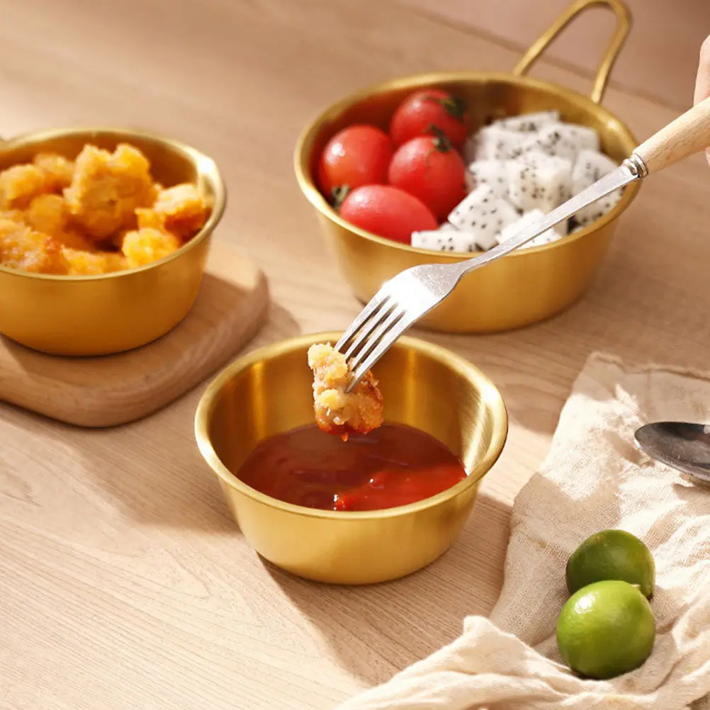 2 tazones de metal coreanos para vino de arroz con asa, de acero inoxidable, pequeños, para vino caliente, sopa, ramen, uso doméstico y en restaurantes.