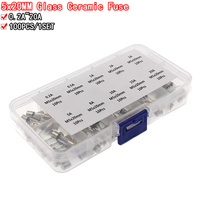 100pcs 5x20mm Quick Blow Glass Tube Fuse Assorted Kit Amp 0.2A 0.5A 1A 2A 3A 5A 8A 10A 15A 20A 250V with Storage Box