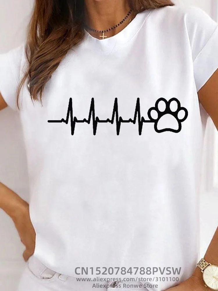 Cat Animal Pet Love Style Clothes Summer Female T-shirts Short Sleeve Ladies Print Fashion Women\'s Clothing Graphic Tee