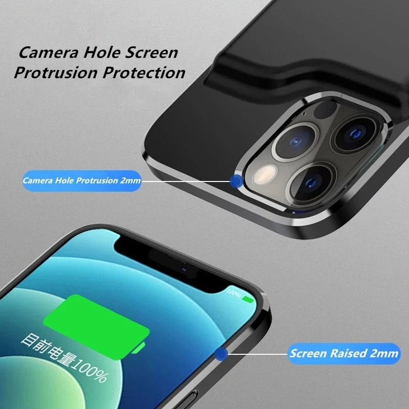 For iPhone 12 Pro Max Silm Silicone shockproof Battery Charger Case Power Bank Cases For iPhone 12 Mini Charging Cover Capa