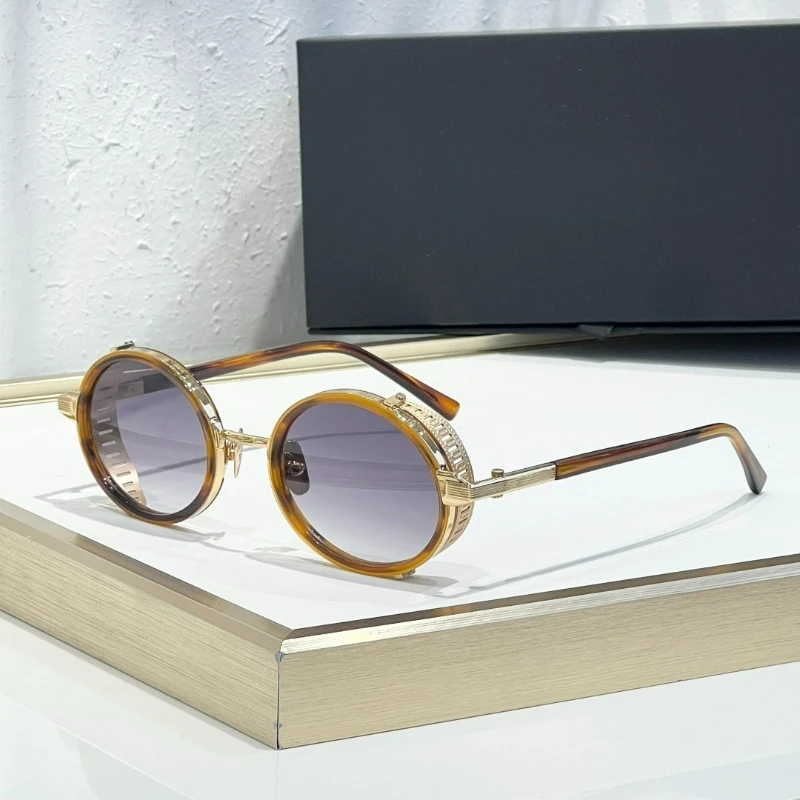 

2025 New Quality Vintage Alloy Oval Sunglasses Fashion Men Women Black Gold Frame Gradient Lenses Trendy Solar Glasses STEVE