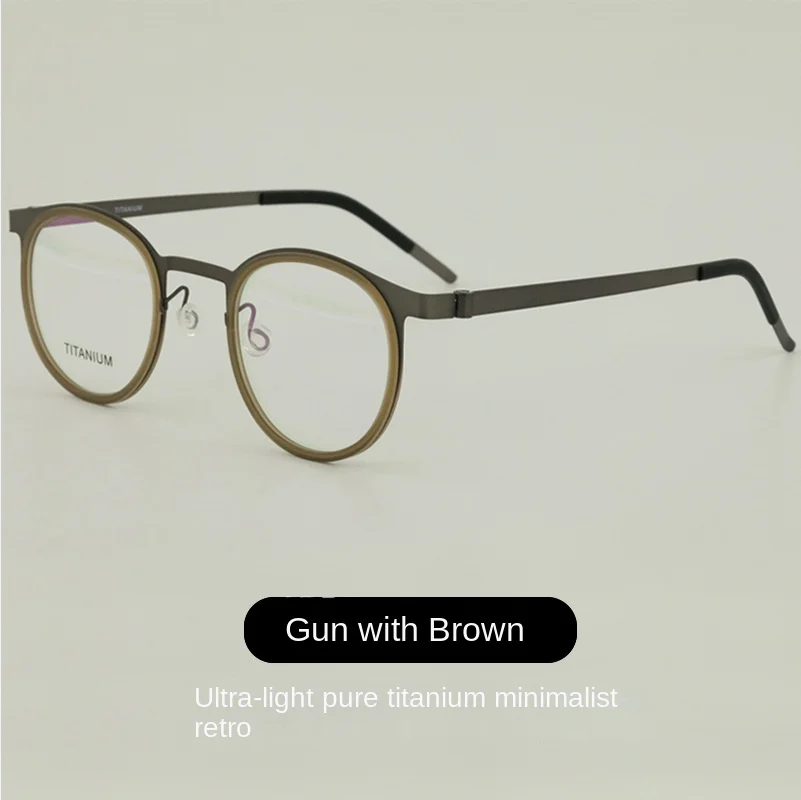 Round frame men and women glasses frame myopia glasses frame screwless pure titanium glasses frame