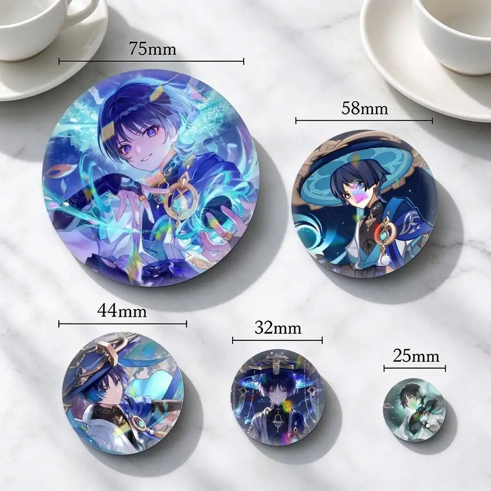 Genshin Impact Wanderer-R  25mm 32mm 44mm 58mm 75mm Brooches Badges Pins for Accessories Gift