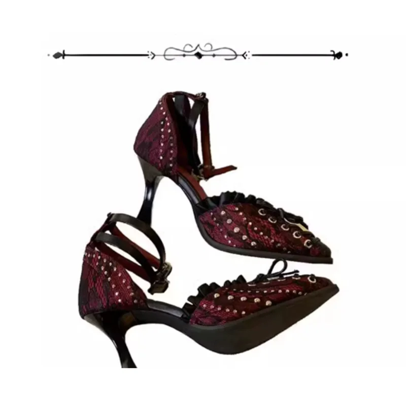 الثقافة الفرعية القوطية الداكنة وأشار الفم الضحلة فتاة حار عالية الكعب اليابانية لوليتا فتاة الأحذية الرجعية #6