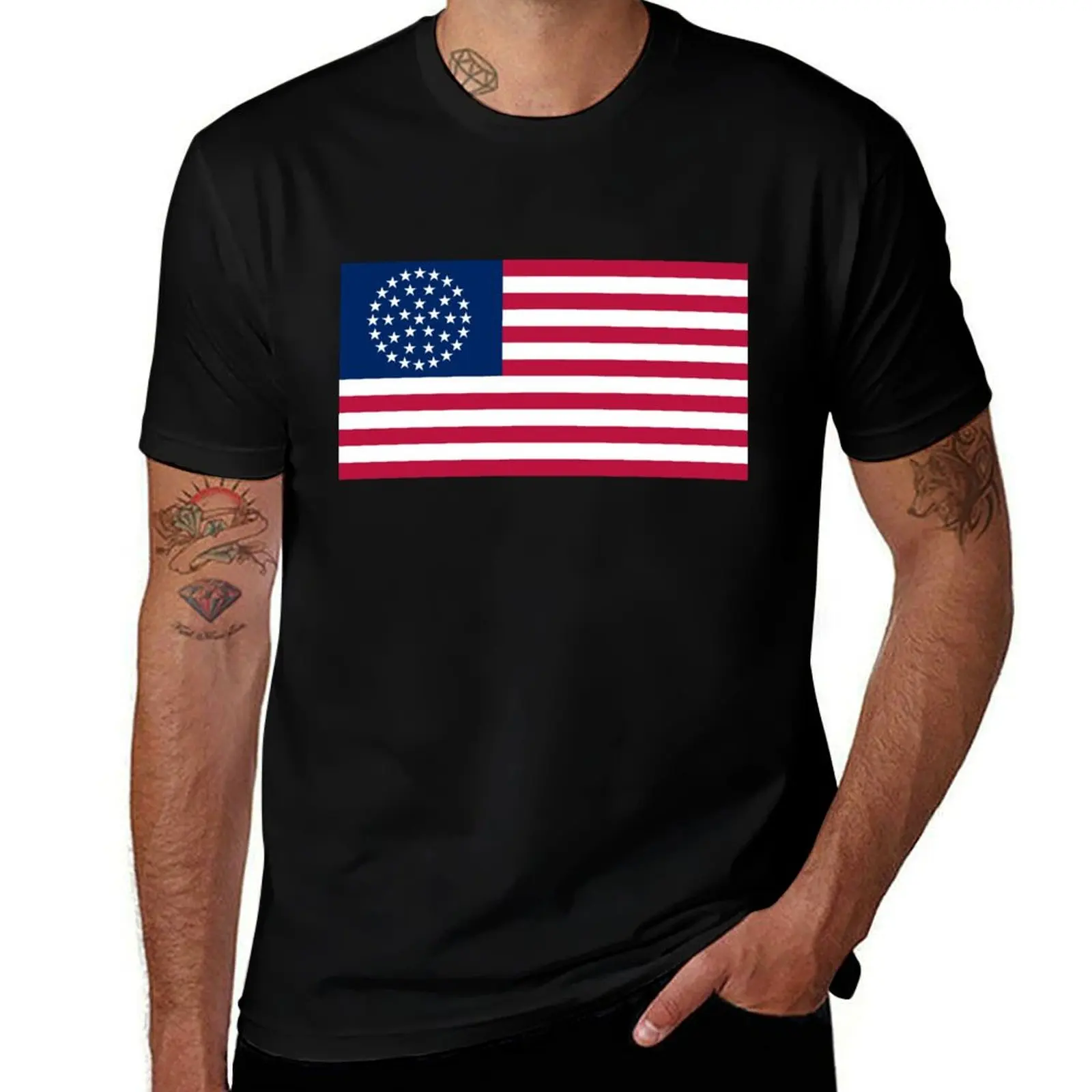 36 Star Wagon Wheel American Flag (Nevada Addition 1865-1867) T-Shirt Holiday Lightweight T-Shirt