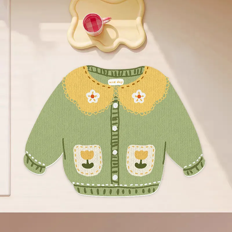 Cartoon Sweater Shaped Diatom Draining Mat Water Absorbent Non Slip Kitchen Counter Coffee Table Decor Placemat Kawaii Kitchen