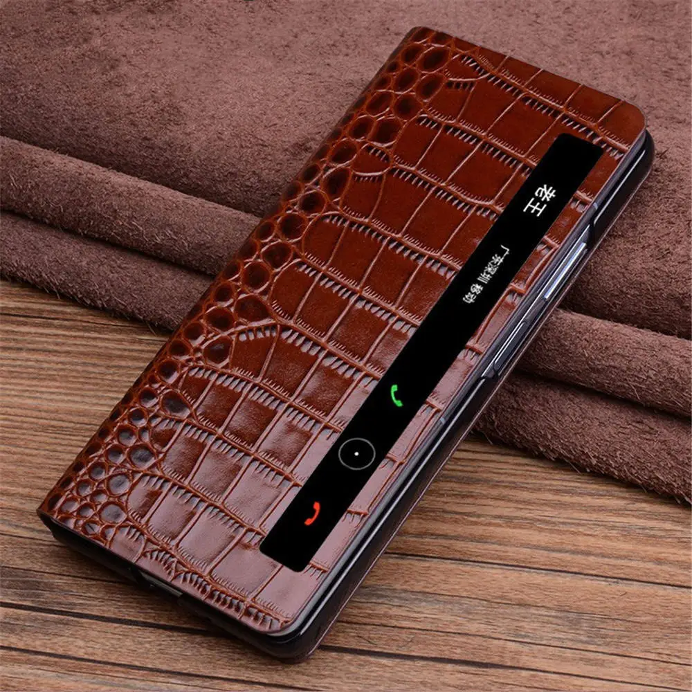 

Чехол-книжка из натуральной яловой кожи с магнитной откидной крышкой для Vivo X Fold5 Crocodile Business Cover