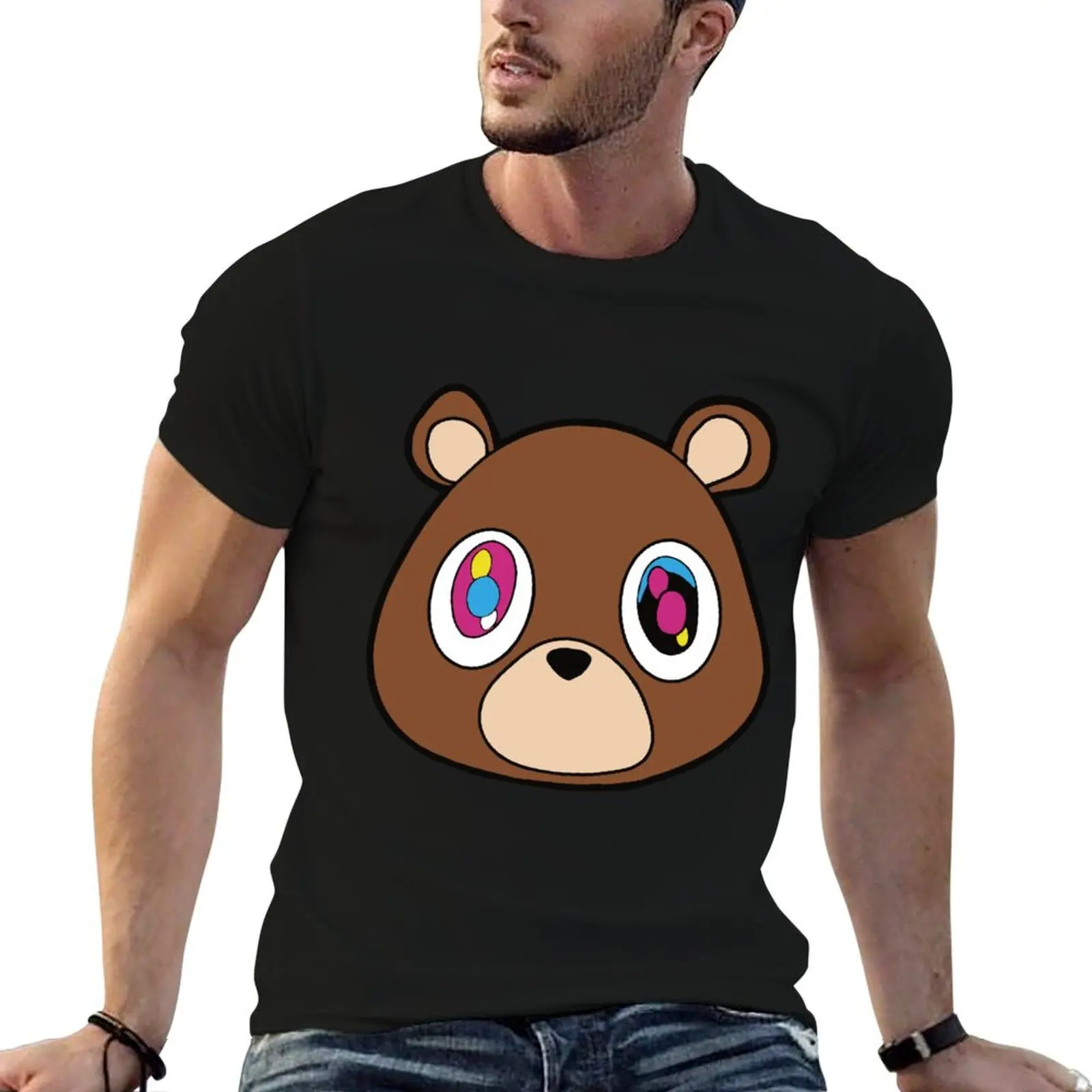 Kanye West Graduation Bear Sticker T-Shirt Anti-Wrinkle Short Sleeve T-Shirt