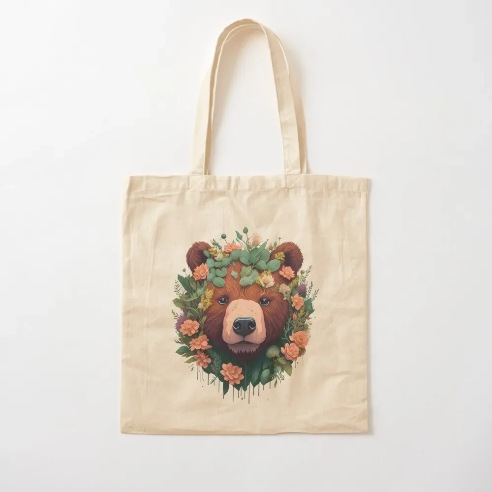 

Floral Elegance: Vintage Bear Adorned in Blossoms Tote Bag sac pour femme handbag Women's bag Bag