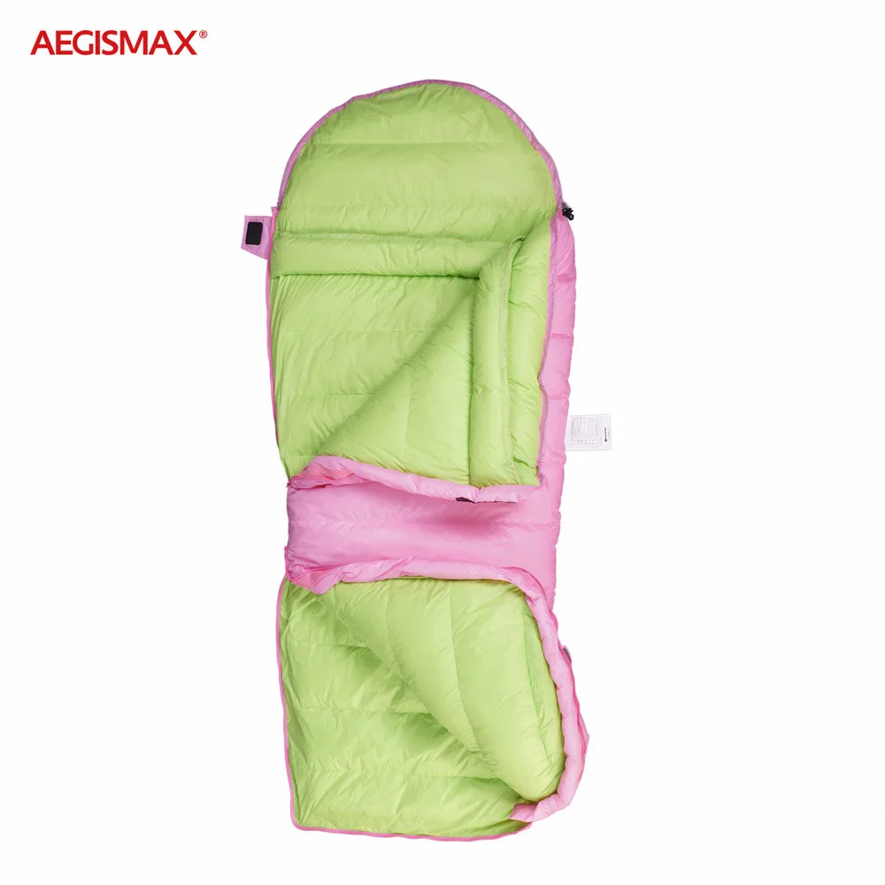 Imagem -02 - Aegismax Bolsa de Dormir Macio para Crianças Ganso Branco tipo Múmia Acampamento Inverno 95 Impermeável Fp800 16 °f27 °f