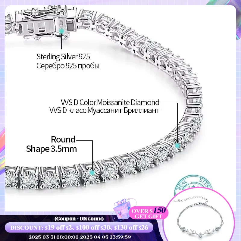 ATTAGEMS 4.0mm 5.0mm D Color Pass Diamond Tester GRC Round Cut White Gold Plated 925 Silver