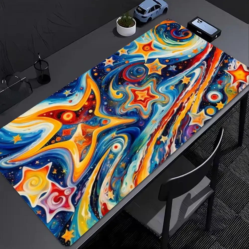 Cosmic Star Swirl Galaxy Liquid Art XXL Desk Pad Non-Slip Rubber Gaming Mouse Mat Keyboard Mausepad Desktop Computer Accessories