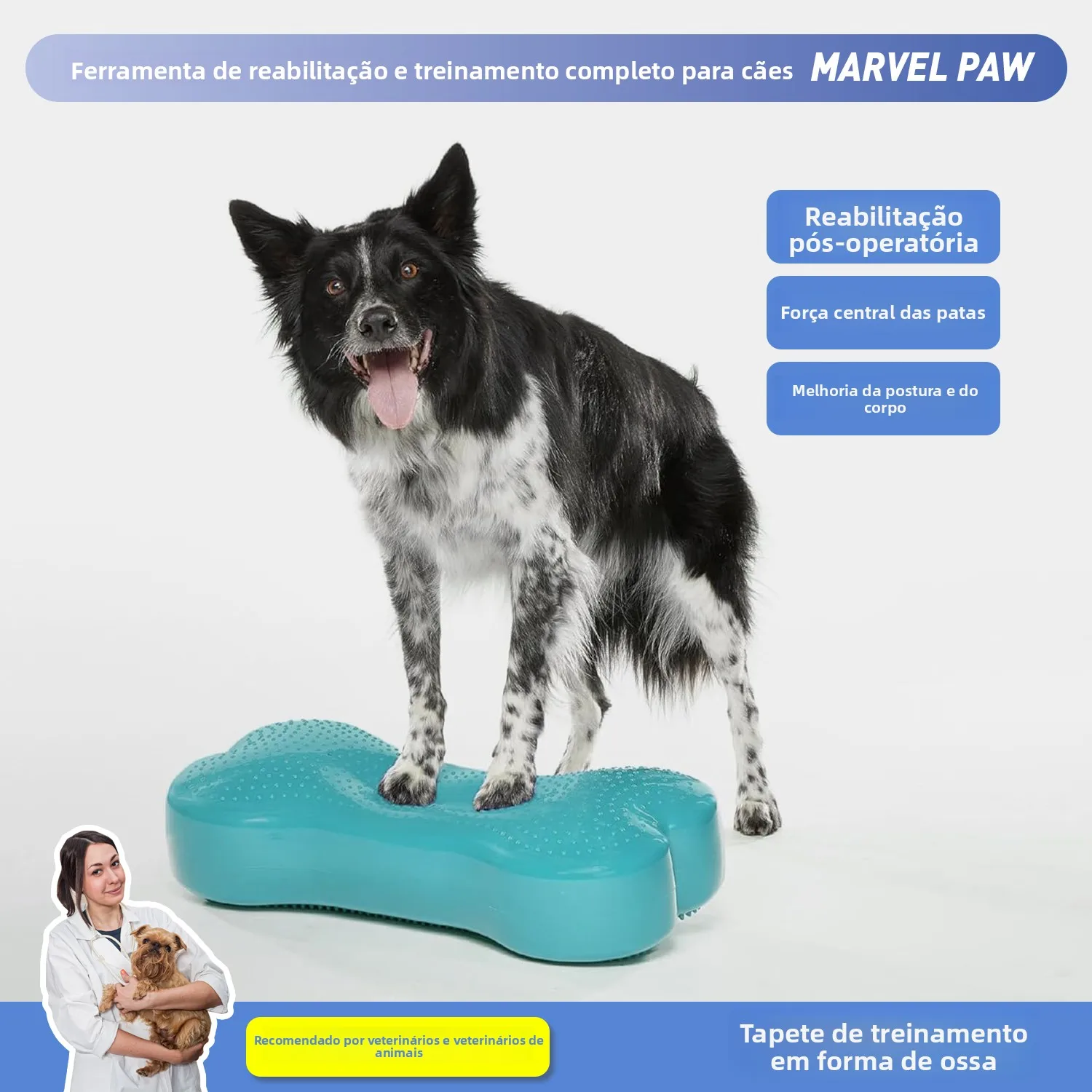 Tapete de Recuperação para Cães: Equipamento de Treinamento e Reabilitação Pós-Cirúrgica para Equilíbrio e Bola de Reabilitaç...