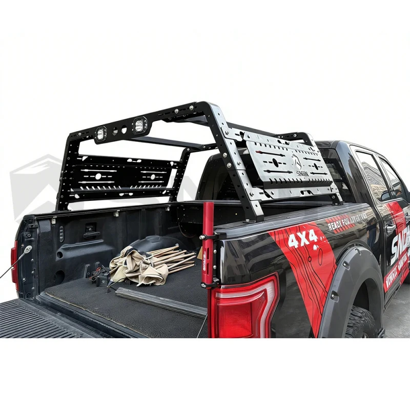 

Full Size Pickup Truck Bed Overland Rack Universal Anti-Roll Frame Adjustable Iron Bar