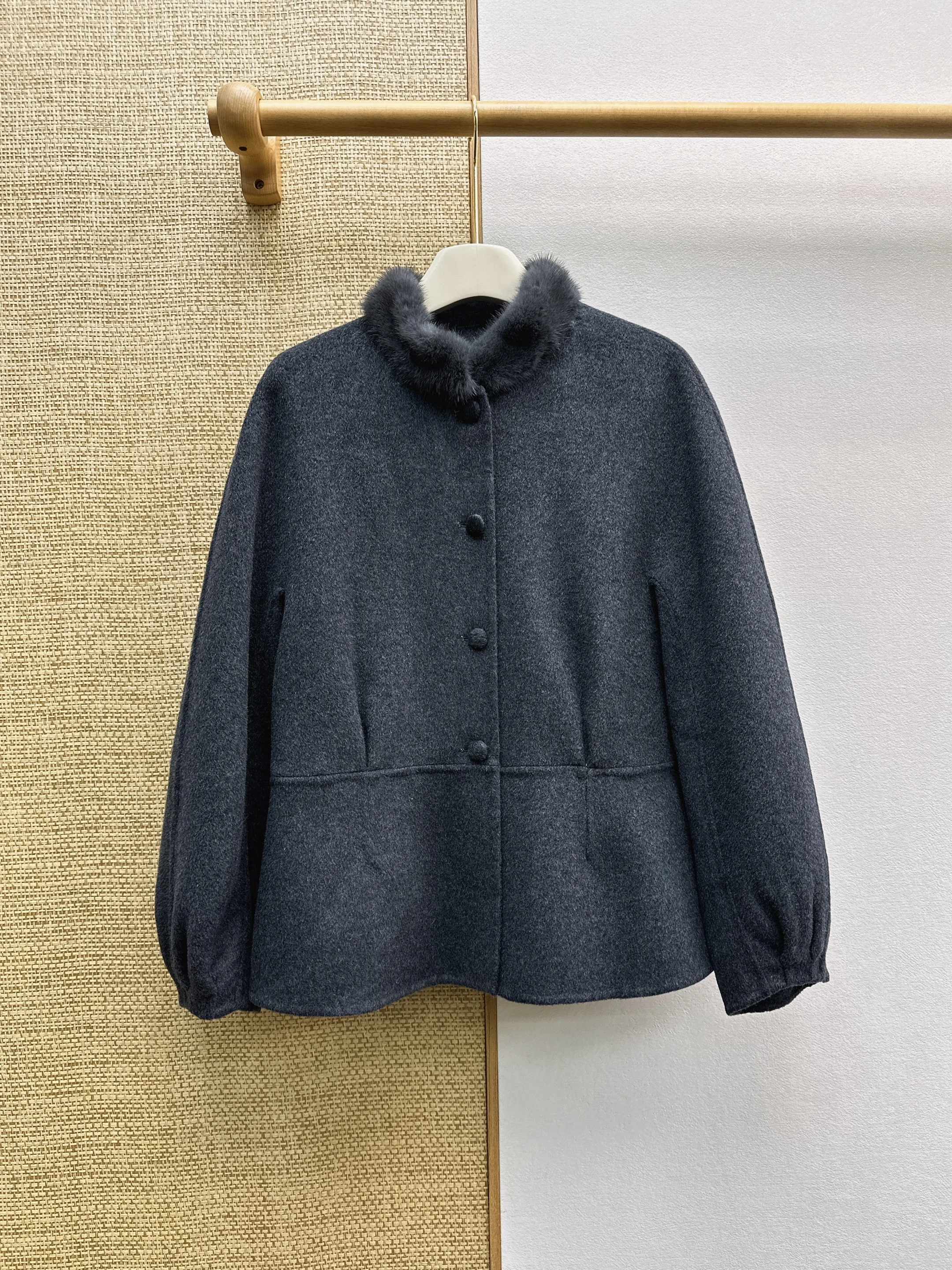 Women Fall Winter New Luxury Mink Fur Collar Double-sided Wool Short Jacket