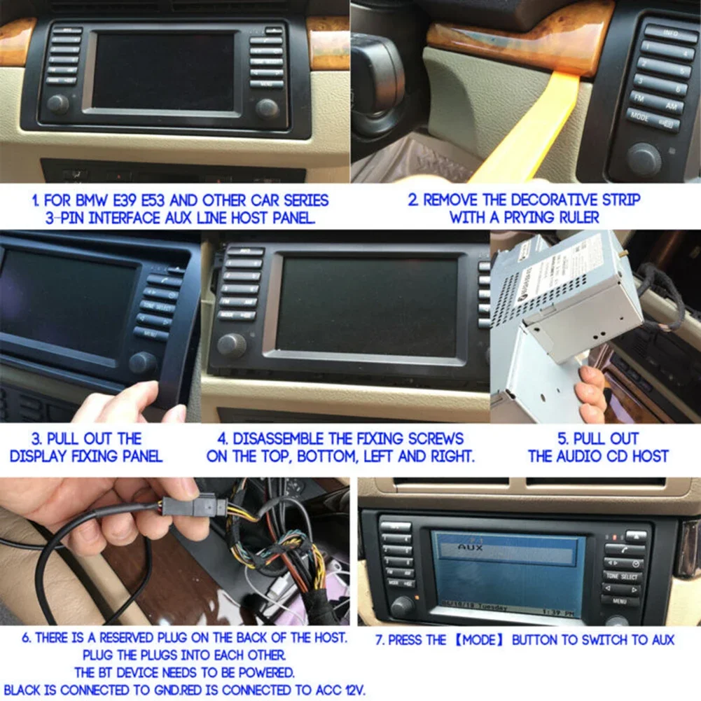 الصوت HIFI مهائي كابلات Bluetooth-5.0 + ميكروفون لسيارات BMW E54 E39 E46 E38 E53 JieRi BT 5908 جودة صوت عالية الدقة E16751 #5