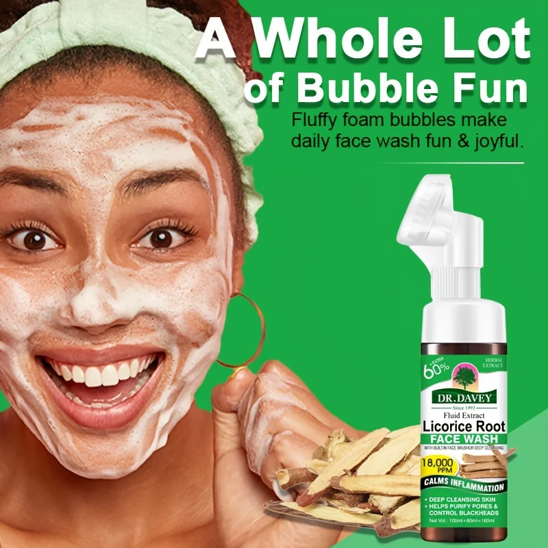 فقاعة موس منظف الوجه Licorice Root Foam Cleanser منظف الفقاعات منظف مرطب للوجه للرجال والنساء يمكن تنظيفه وليس ضيقًا #2