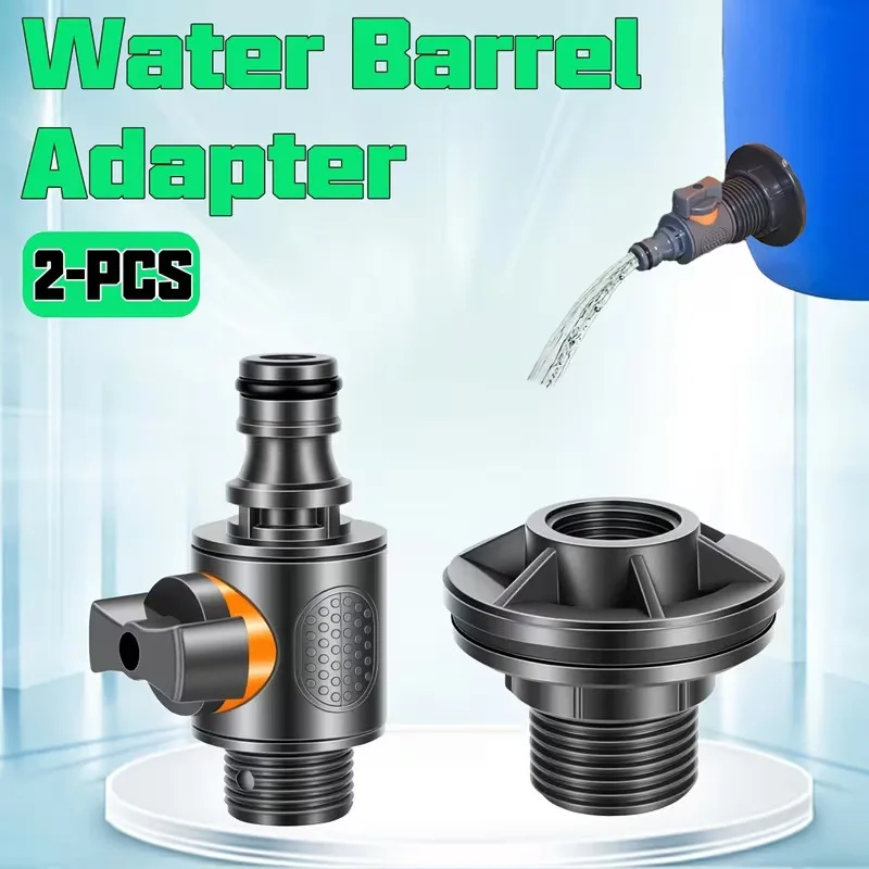 2PCS 1/2"-DN15 External Thread Connector Water Barrel Adapter for Irrigation Water Storage Buckets Rain Barrel Spigots