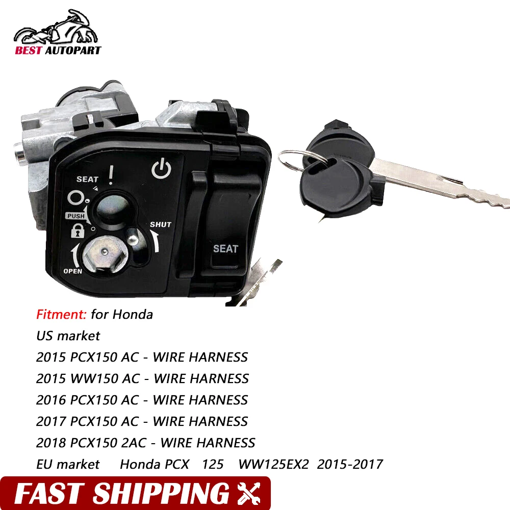 Ignition Switch Lock with Key For Honda PCX150 AC 2015 -2017 WW150 AC 2015 PCX150 2AC 2018 PCX 125 WW125EX2 2015-2017