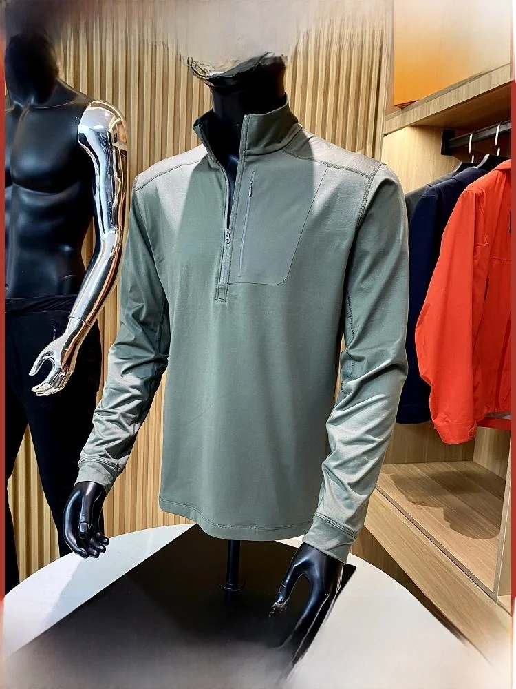 

Высококачественная уличная футболка Long Sve, мужская футболка-стойка, молодежный тренд, весна-осень Pred Glue Fce f Zip