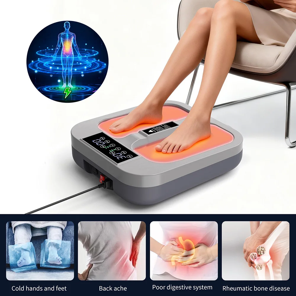 Terahertz Wave Foot Massager PEMF Foot Spa Device with Heating Bluetooth Remote Home Relaxation Equipment