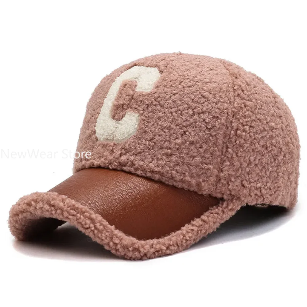 New Winter Caps Letter Embroidery Lamb Wool Baseball Cap Teddy Cashmere Warm Capss