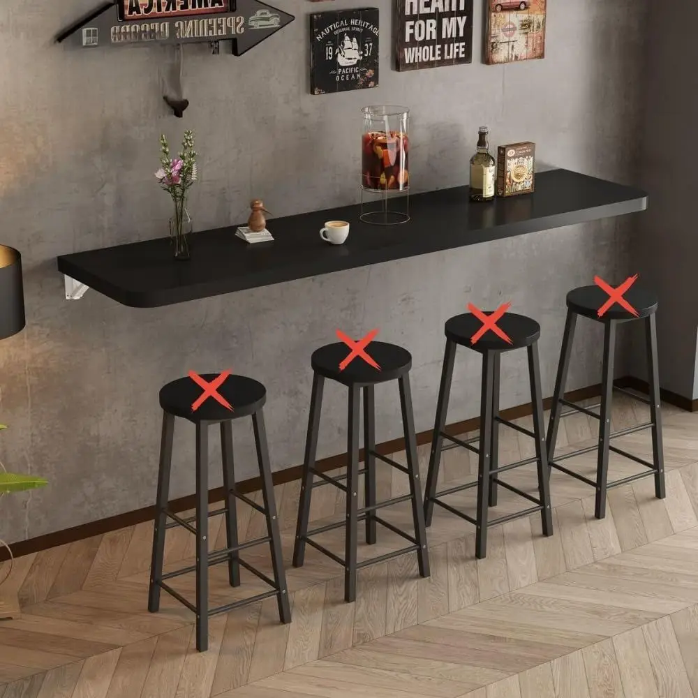 

Компактный черный барный стол для кухни, столовой, домашнего офиса, балкона (нержавеющая сталь, 140 см x 40 см)