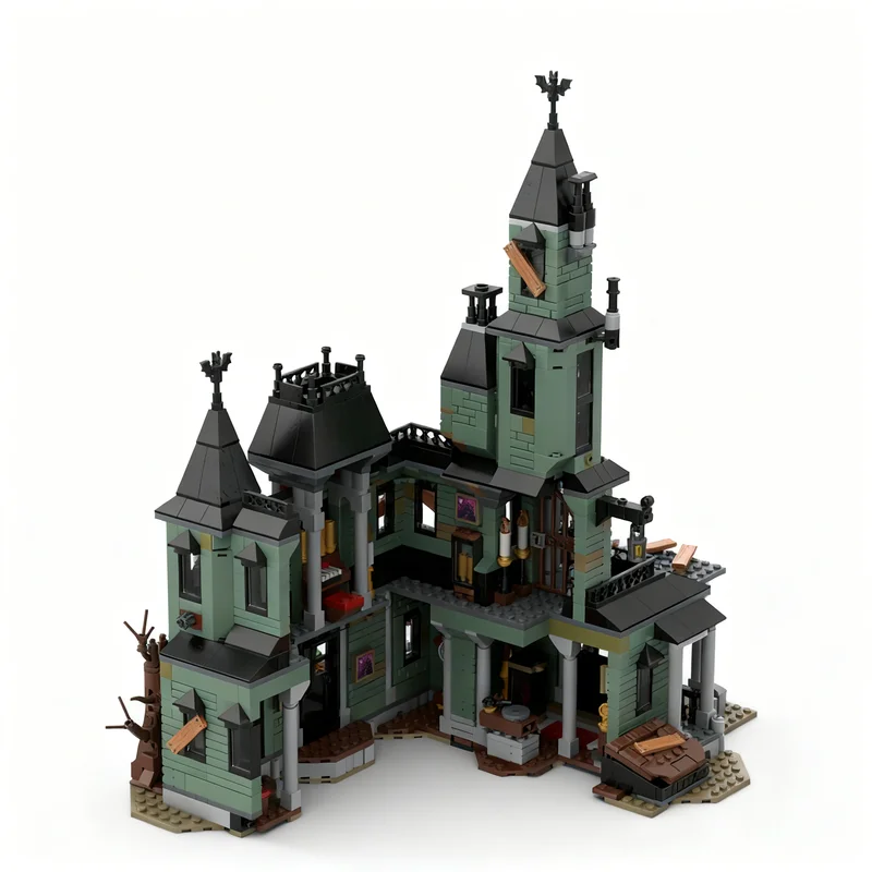 1445PCS MOC Street View Haunted House Model Custom Building Blocks Architecture DIY Assembly Display Gift Collectible Blocks Set