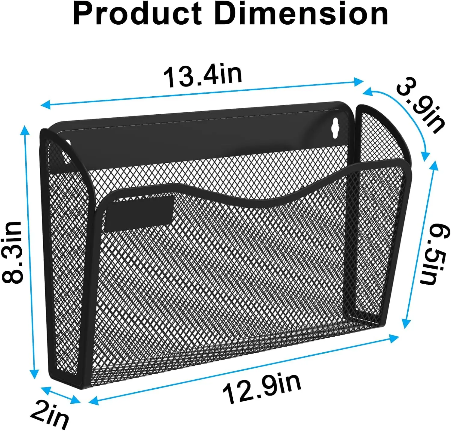 Mesh Wall File Organizer with 6 Pockets, Home Office Storage Solution for Documents and Magazines