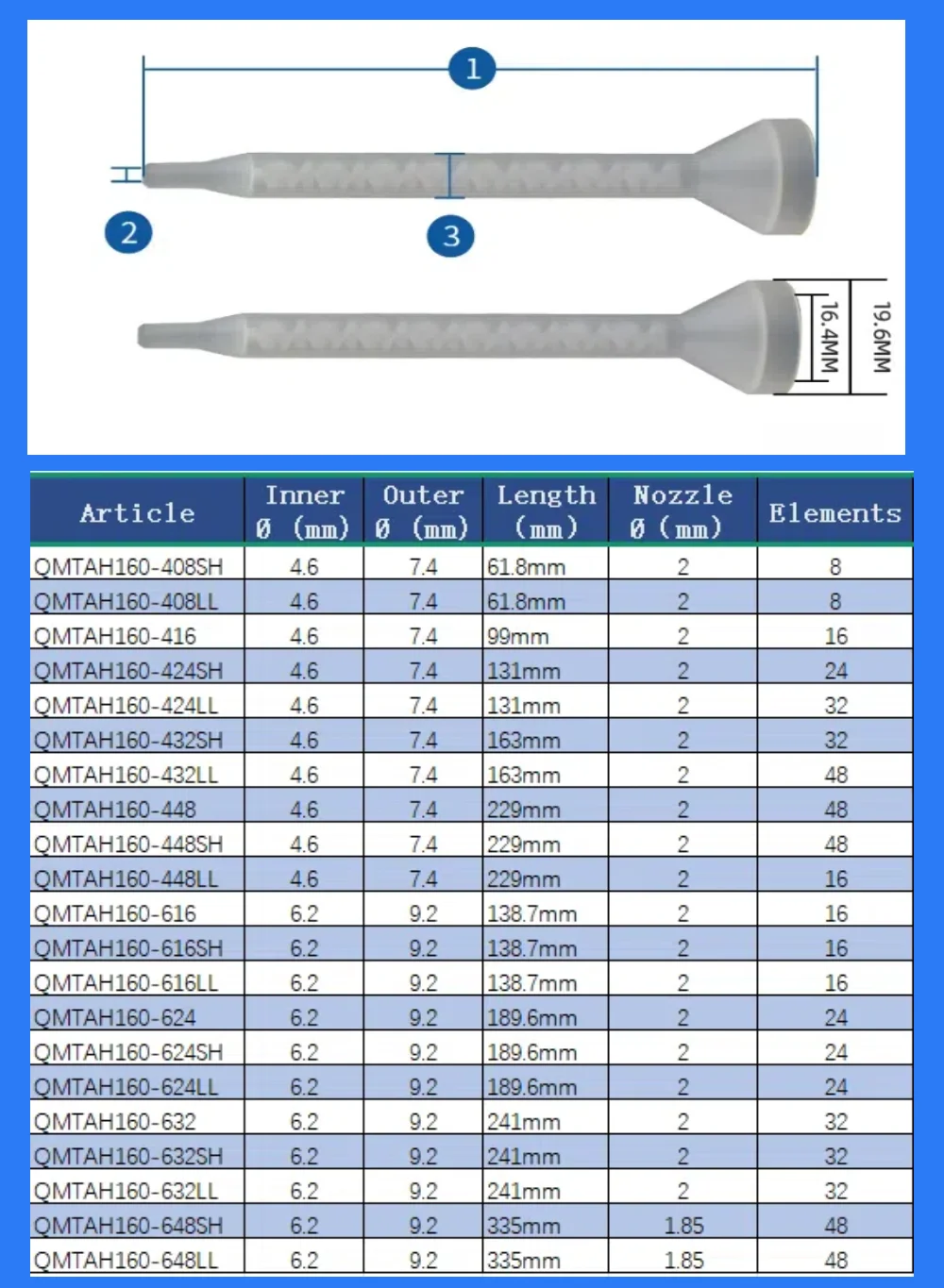 Nordson Series 160 Disposable Plastic Spiral Bell Mixer 160-616 100 pcs