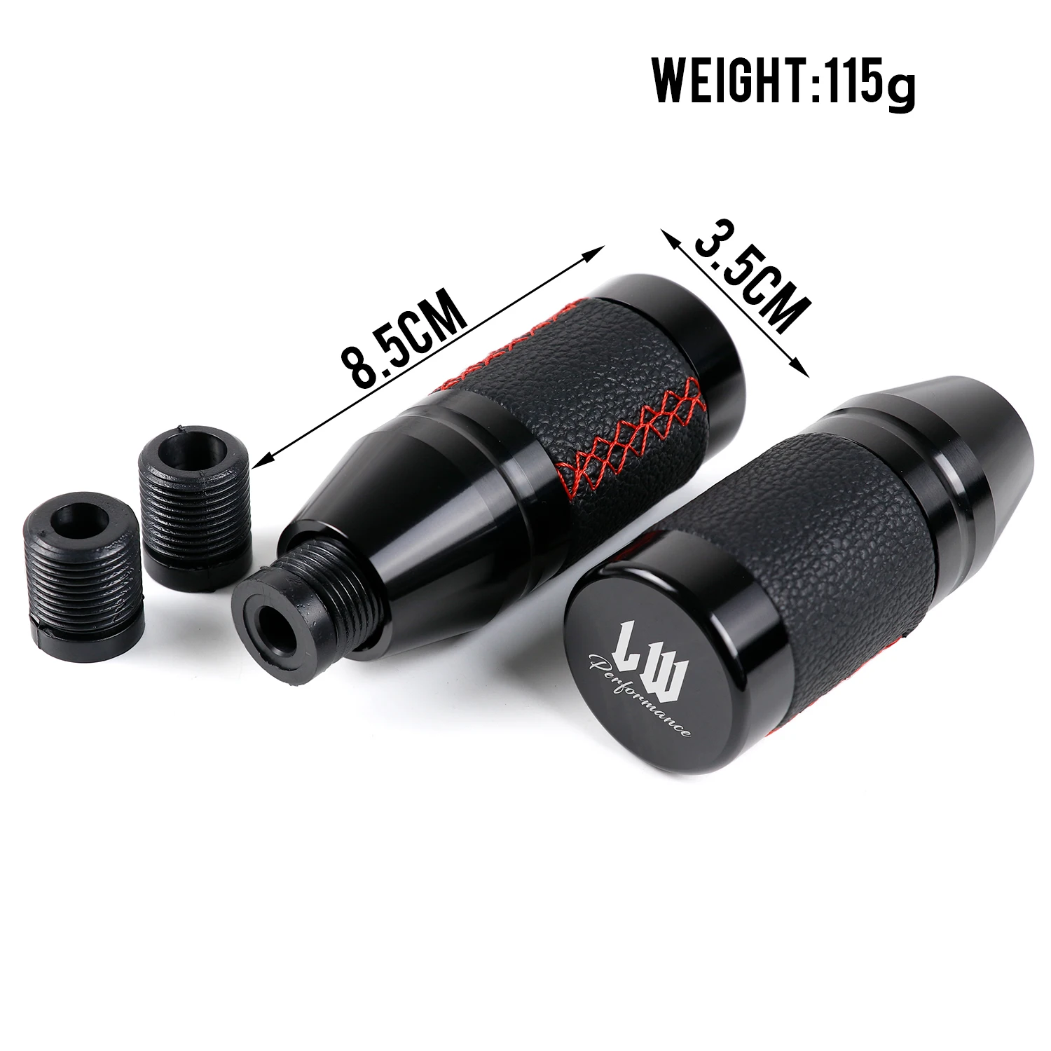 LW 85mm مقبض ناقل حركة السيارة الألومنيوم والجلود ناقل الحركة اليدوي عصا شيفتر رافعة #5