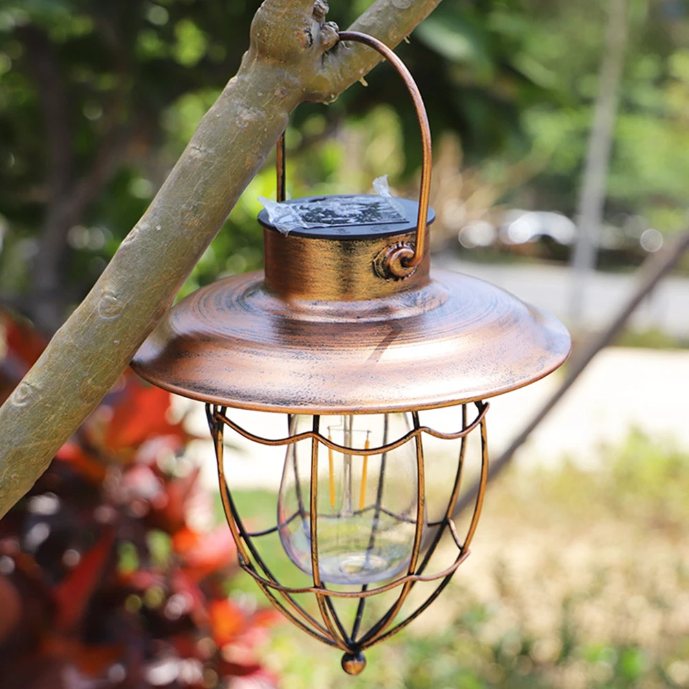

1 pc Retro Ambient Solar Lantern Outdoor Hanging Garden Decorative Iron LED Light Energy Efficient Night Lighting Gift