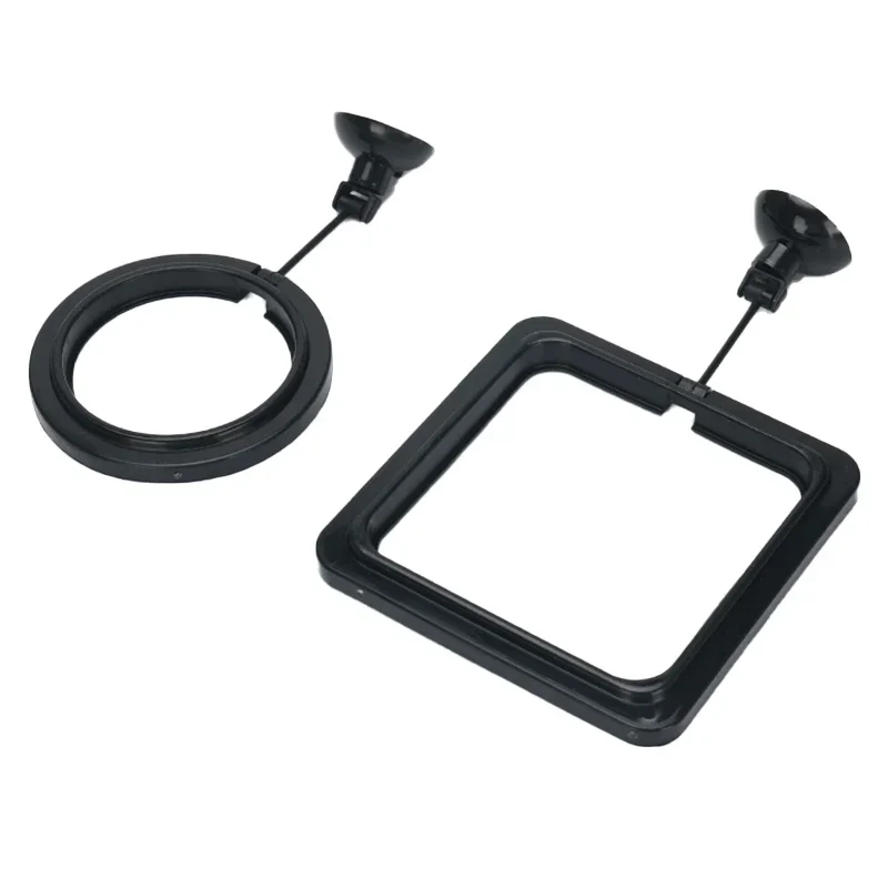 Aquarium Suspended Feeding Ring Fish Tank Floating Feeder Buoyancy Ring Circular Square Black Portable Feeding Suction Cup