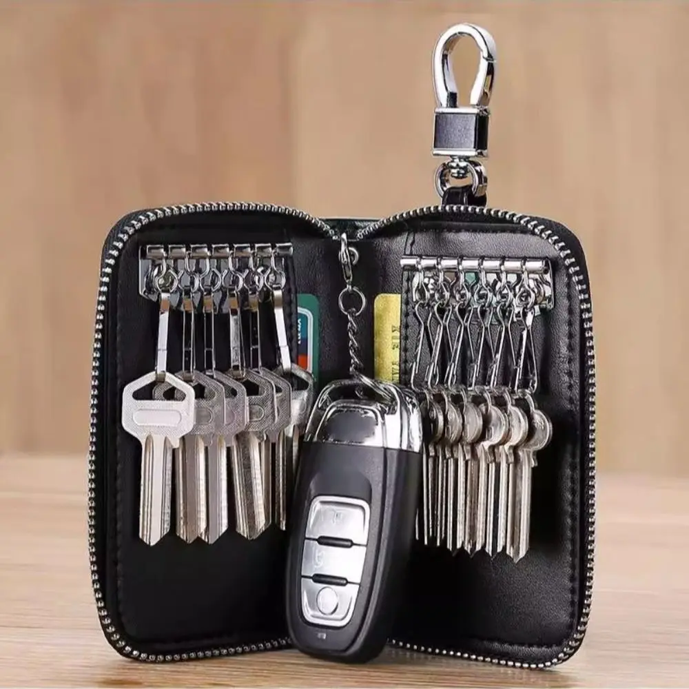 Lightweight Retro Car Key Wallet Waterproof Portable Key Storage Pouch Simple Card Slot Key Organizer Men Women