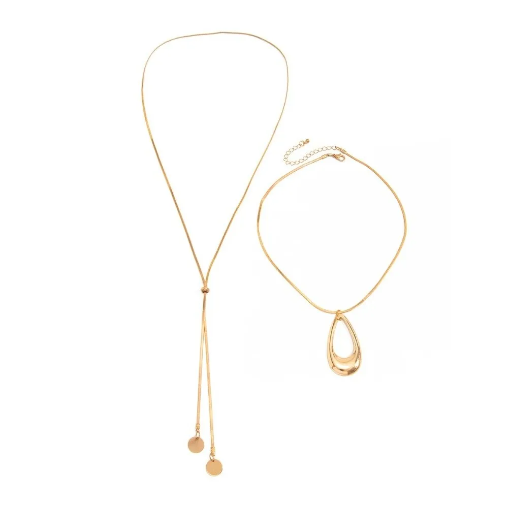 New Teardrop Hollow Layer Pull Adjust Snake Chain Y Chain Y Shape Geometric Form Neck Ornament Night Event
