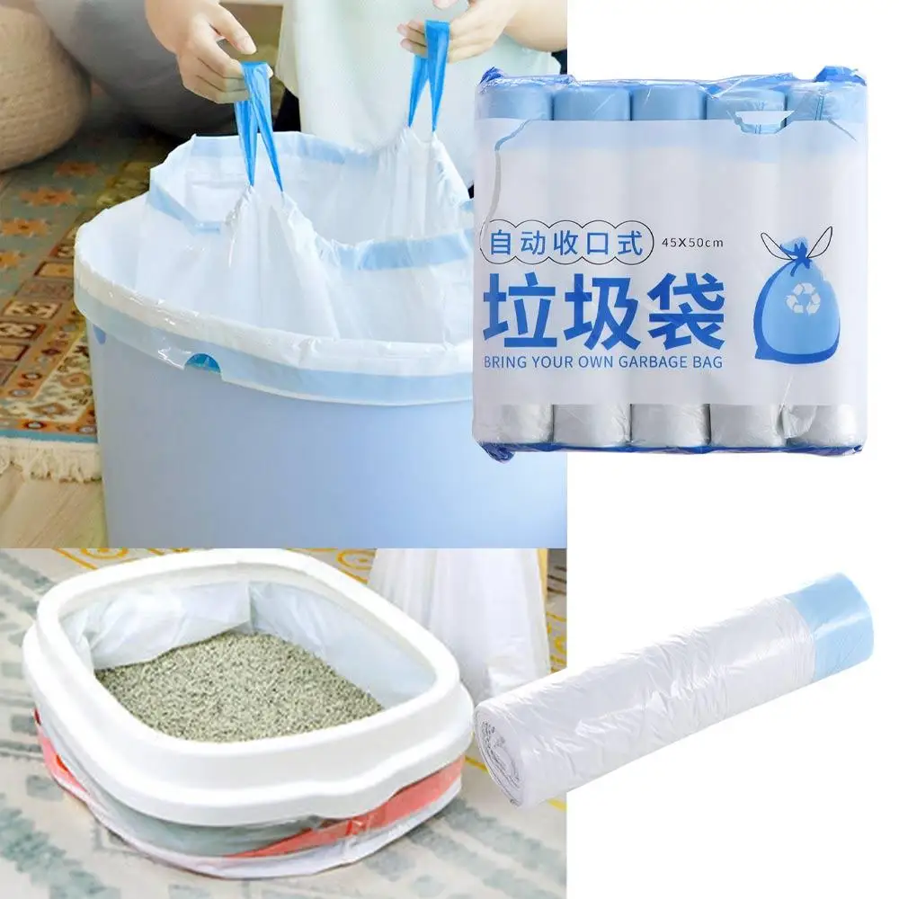 

White Cat Litter Box Trash Bag PE with Drawstring Pet Cat Poop Bags Pet Poop Trash Bags Special Cat Litter Bag