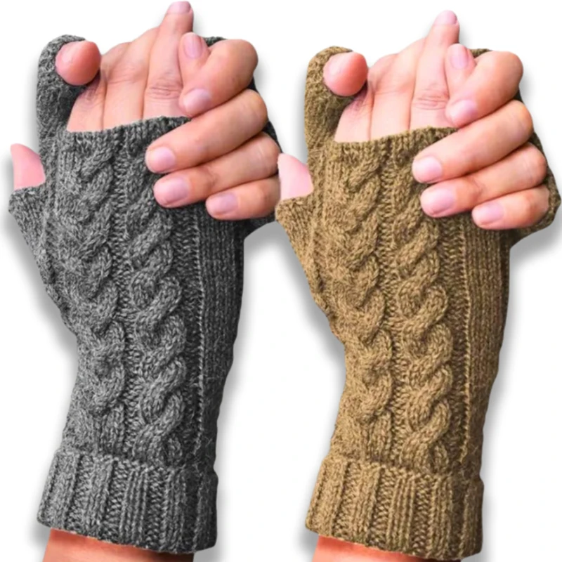 

Half Finger Gloves for Women Winter Soft Warm Wool Knitting Arm Gloves Soft Warm Half Finger Handschoenen Unisex Mitten Guantes