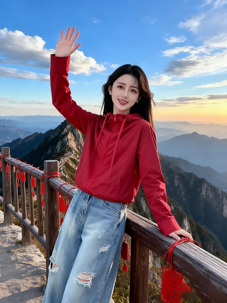 

Спортивная женская куртка в американском стиле для защиты от солнца, легкая, дышащая, весна 2026, модная тонкая верхняя одежда