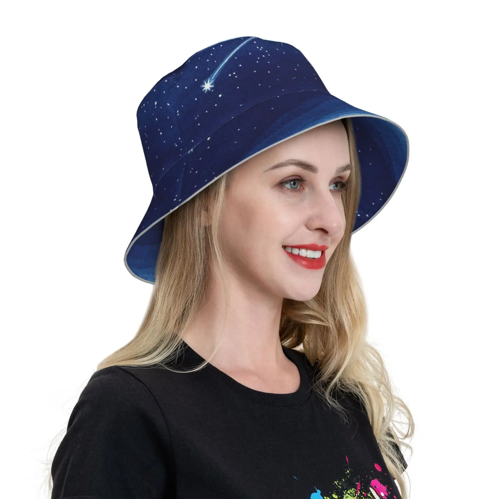 Sailboat Ocean Waves Blue Sea Cap Diy Foldable Sunshade Fashion Leisure Bucket Hat Blue Sailboat Paper Boat Boat Wanes Wave