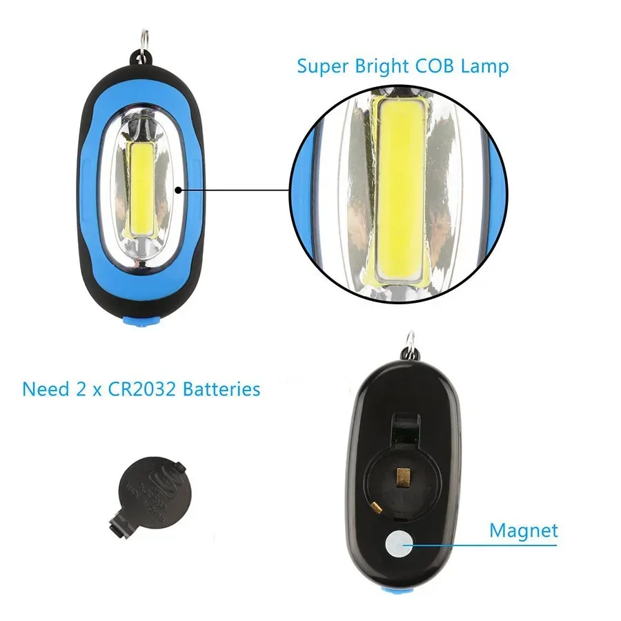 Mini COB LED Flashlight Keychain Work Light 3 Modes Portable Outdoor Emergency Light Small Torch Work Lamp for Camping Hiking