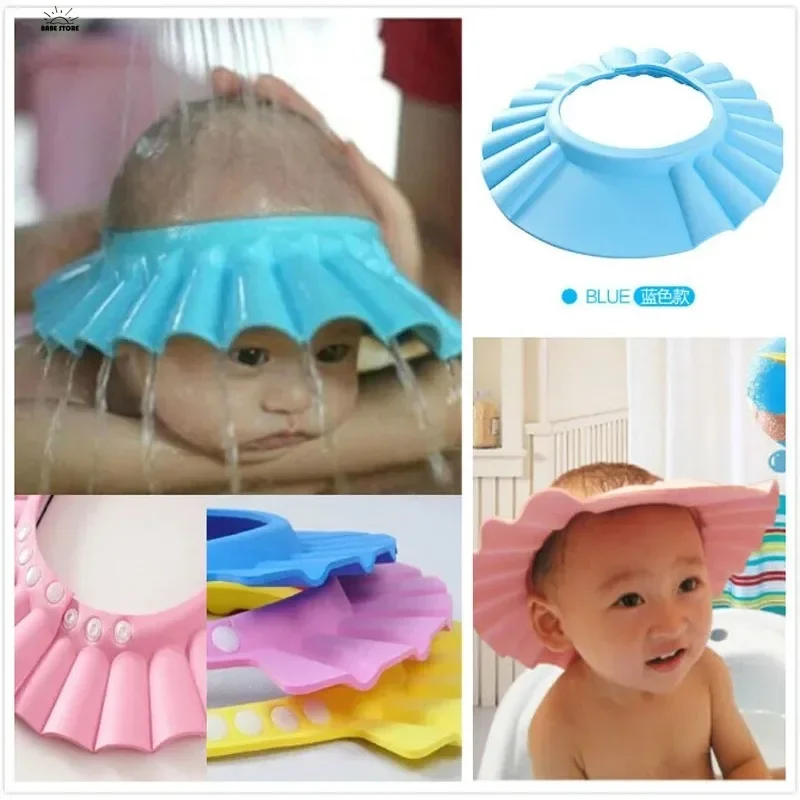 Baby Shower Cap Children Safe Bath Bathing Shampoo Caps Wash Hair Adjustable Elastic Shield for Kids Protective Bath Accessories