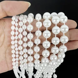 3 metri ABS Perla d'imitazione Perline rotonde Catena di corde Ghirlanda Decorazione della festa nuziale Accessori di abbigliamento fai da te Creazione di gioielli