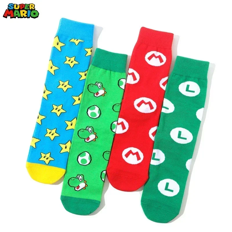 Super Mario Bros Anime Cotton Socks Tube Xmas Gift Action Figures Toys Luigi Yoshi Stars Mushroom Stockings Child Birthday Gifts