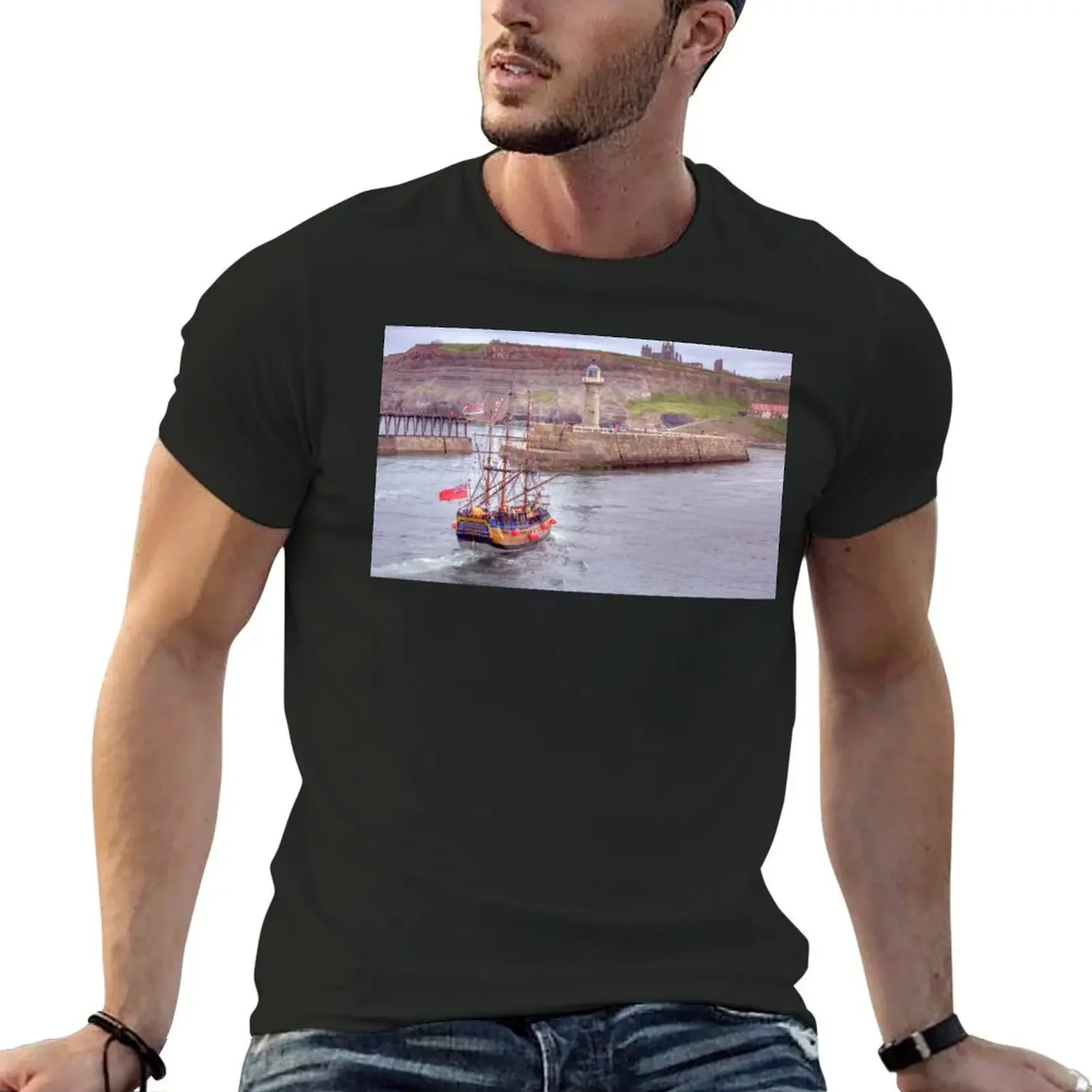 Whitby Harbour T-Shirt sublime kawaii clothes mens cotton t shirts