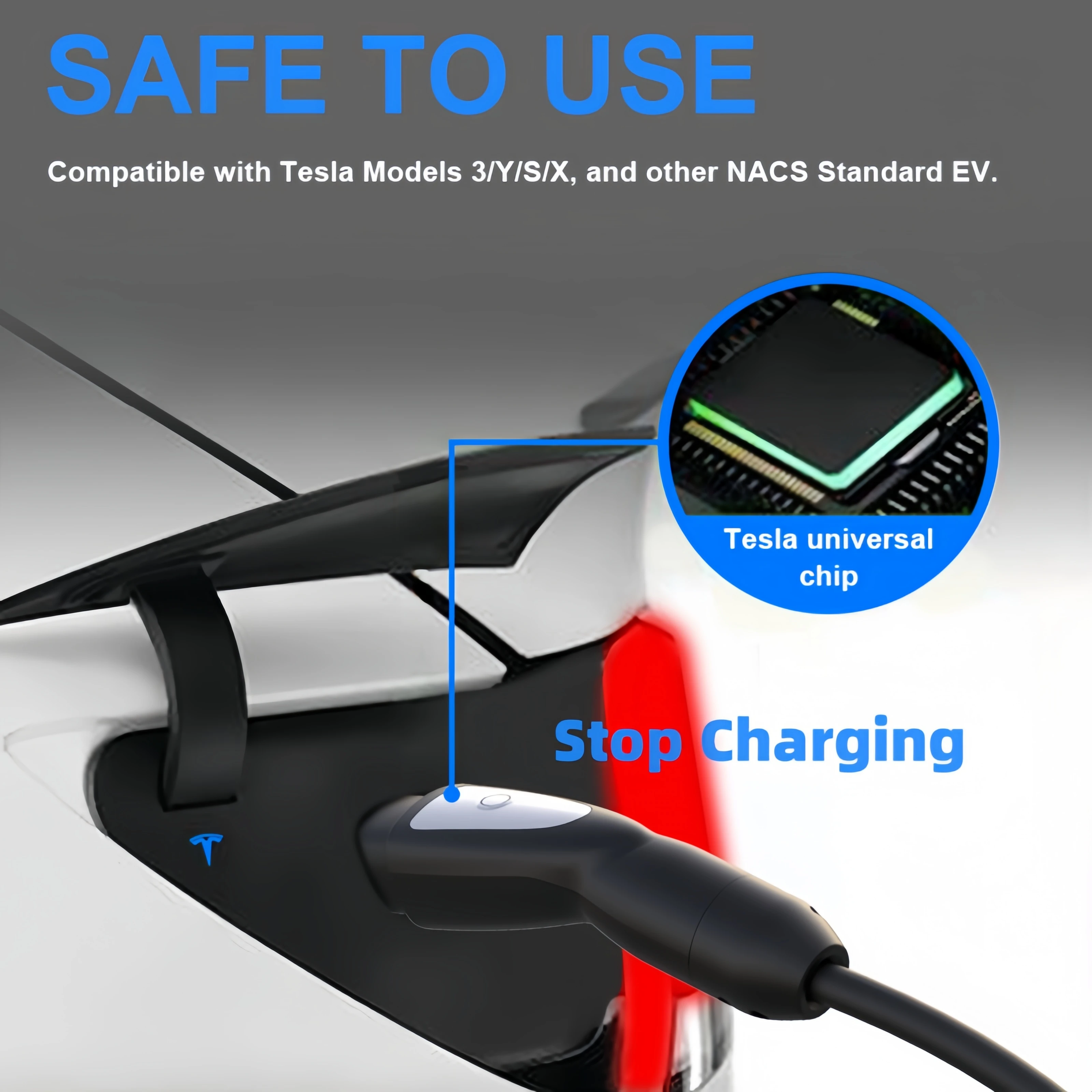 Côté électrique actuel de voiture pour le modèle 3 X Y S Chargeur électrique EV de voiture de prise de TS-NACS de 16A 32A 40A 50A de Fey123 pour la prise de placements