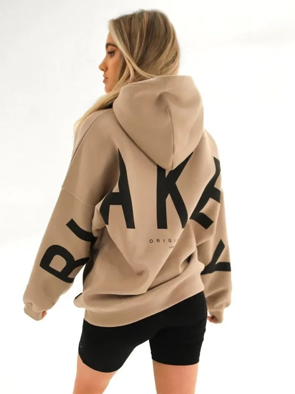 Women's Long Sleeve Short Sweatshirt Letter Print Hoodie Casual Comfortable Polyester Fabric Street Style Fashion for Girls