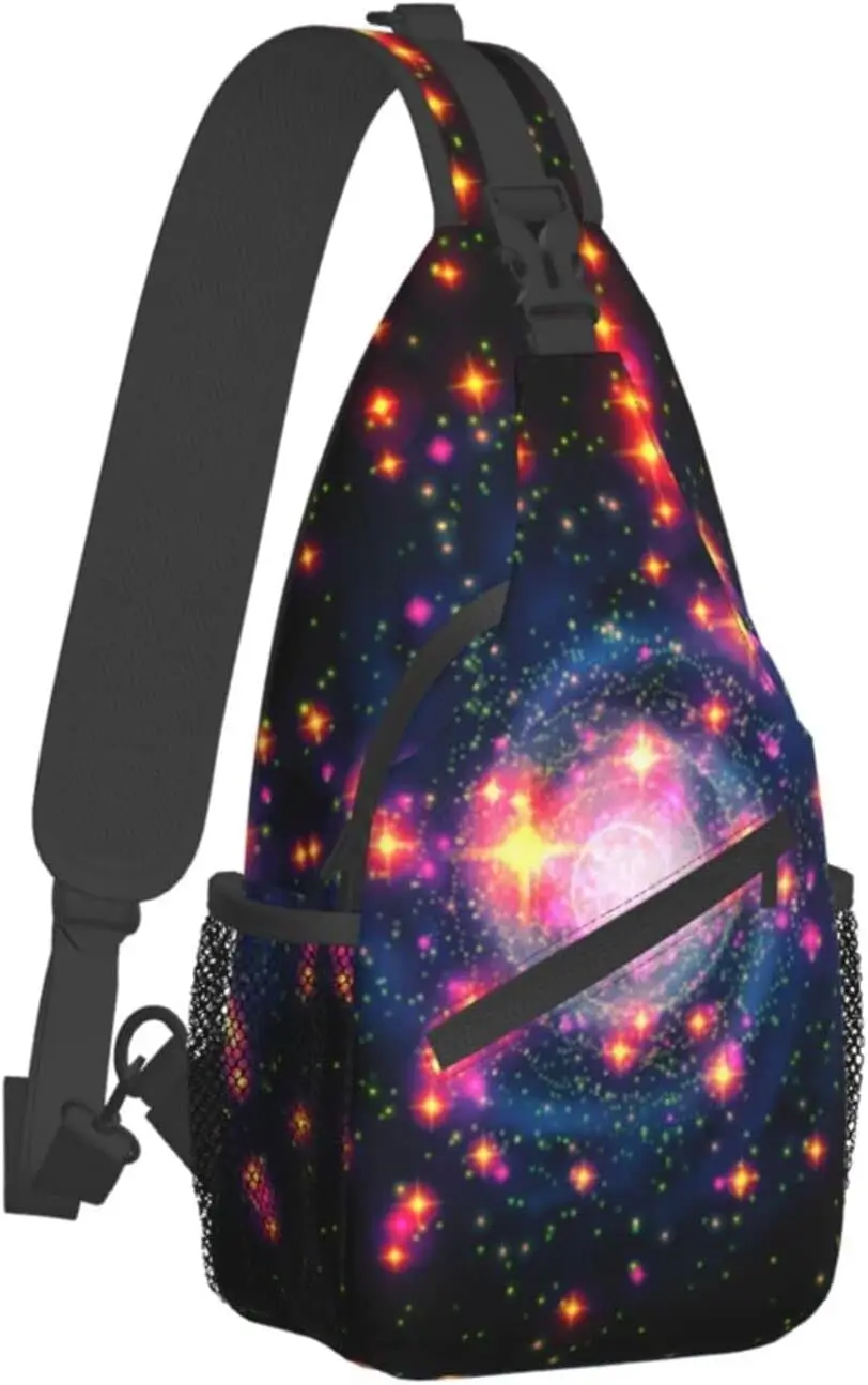 Galaxy Sling Bag Universe Crossbody Chest Daypack Casual Backpack Star Shoulder Bag for Travel Hiking Gym Sports