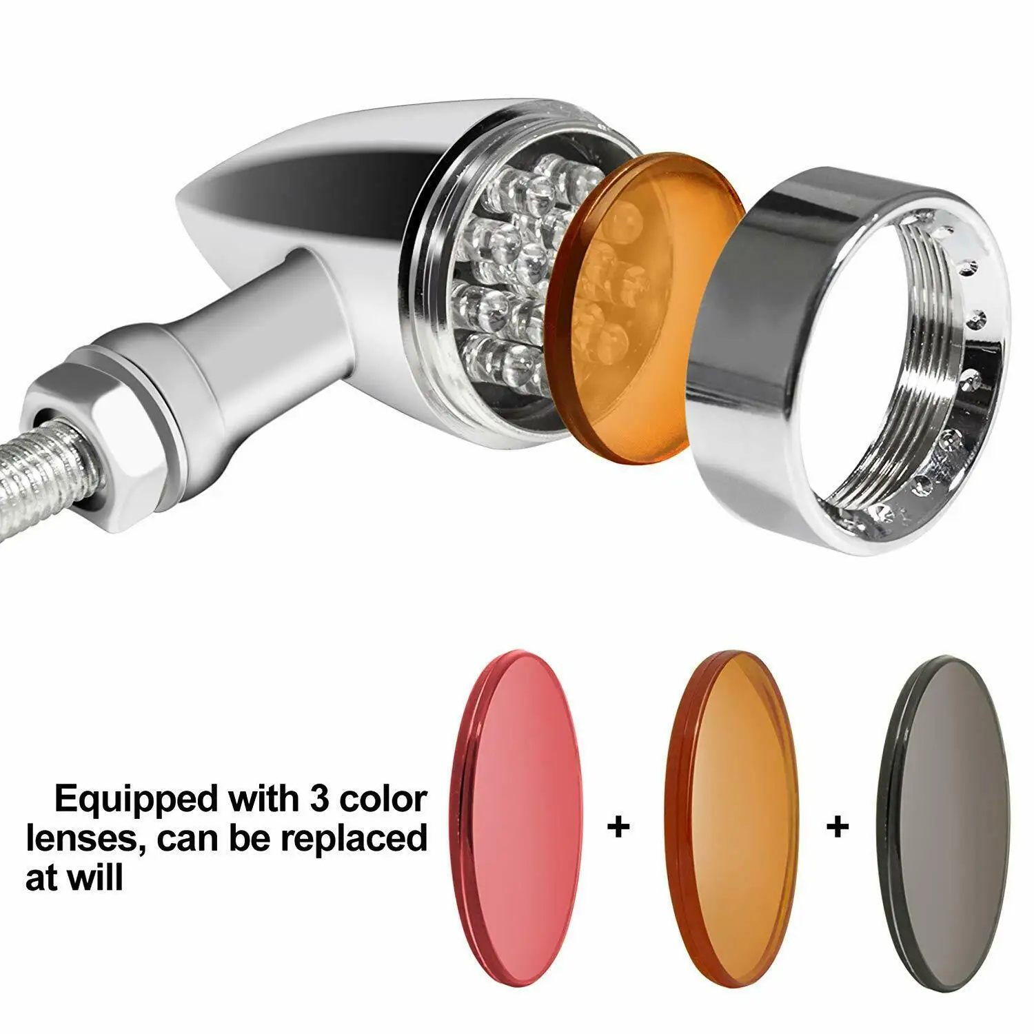 12V 10 Mm Screw Universal Motorcycle LED Turn Signal Light Indicators Blinkers Amber Bullet Motorcycle Accessoire